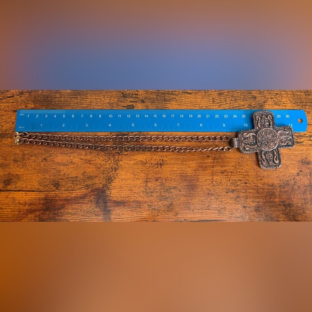 Copper Decorative Cross Necklace - Picture 9 of 10